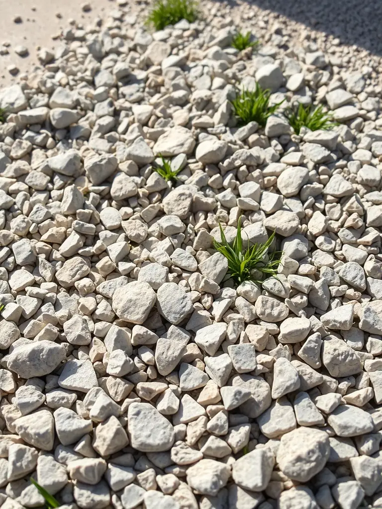 A close-up shot of various sizes and colors of decorative gravel, showcasing the texture and variety available for landscaping projects.